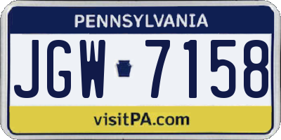 PA license plate JGW7158