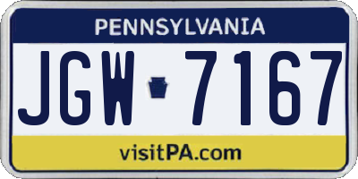 PA license plate JGW7167