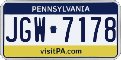 PA license plate JGW7178