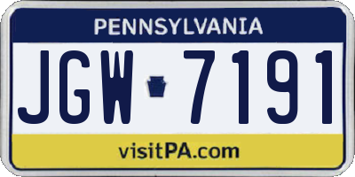 PA license plate JGW7191