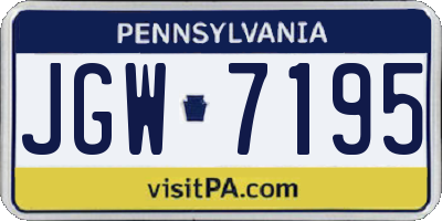 PA license plate JGW7195