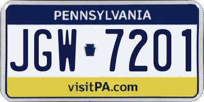 PA license plate JGW7201