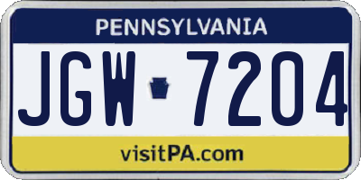 PA license plate JGW7204