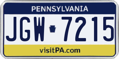 PA license plate JGW7215