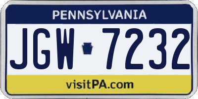PA license plate JGW7232