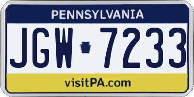 PA license plate JGW7233