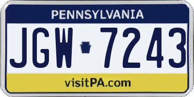 PA license plate JGW7243
