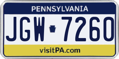 PA license plate JGW7260