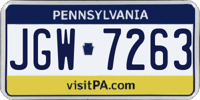 PA license plate JGW7263