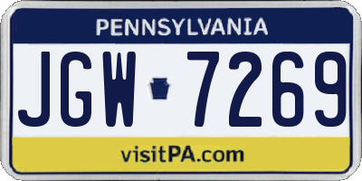 PA license plate JGW7269