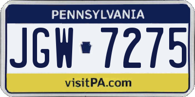 PA license plate JGW7275