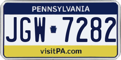 PA license plate JGW7282