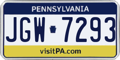 PA license plate JGW7293