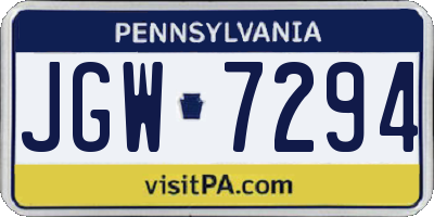 PA license plate JGW7294