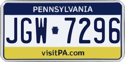 PA license plate JGW7296