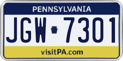 PA license plate JGW7301