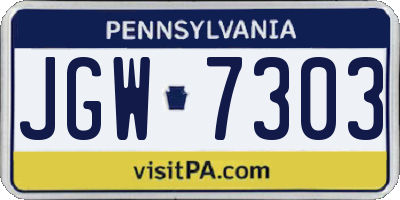 PA license plate JGW7303