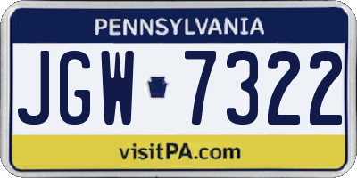 PA license plate JGW7322