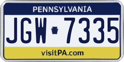 PA license plate JGW7335