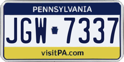 PA license plate JGW7337