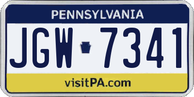 PA license plate JGW7341