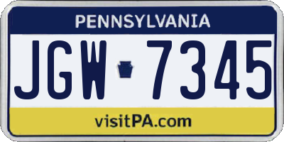 PA license plate JGW7345