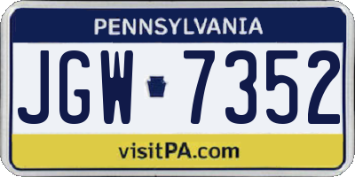 PA license plate JGW7352