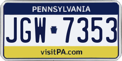 PA license plate JGW7353