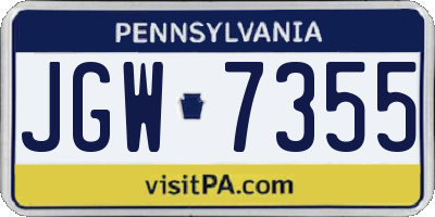 PA license plate JGW7355