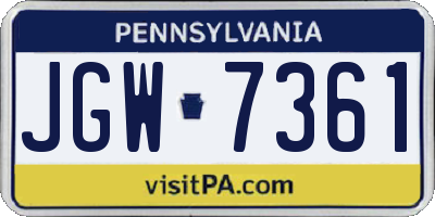 PA license plate JGW7361
