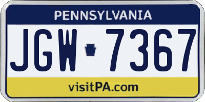 PA license plate JGW7367