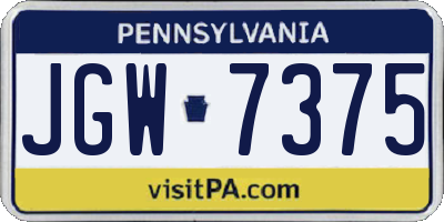 PA license plate JGW7375