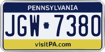 PA license plate JGW7380