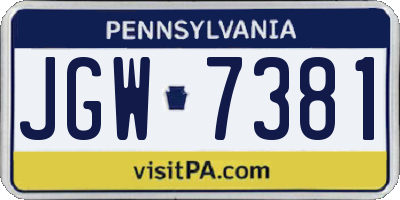 PA license plate JGW7381