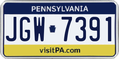 PA license plate JGW7391