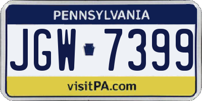 PA license plate JGW7399