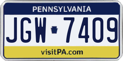 PA license plate JGW7409