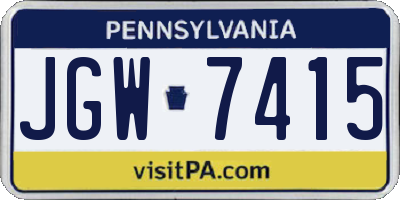 PA license plate JGW7415