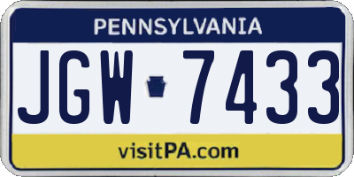 PA license plate JGW7433