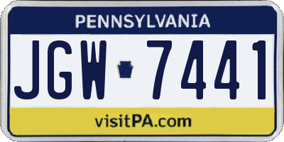 PA license plate JGW7441