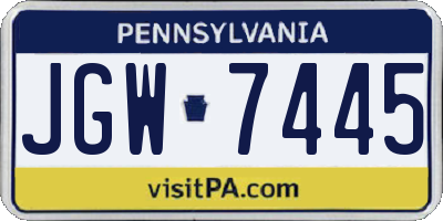 PA license plate JGW7445