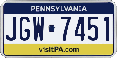 PA license plate JGW7451