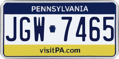 PA license plate JGW7465