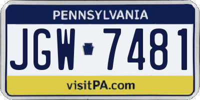 PA license plate JGW7481