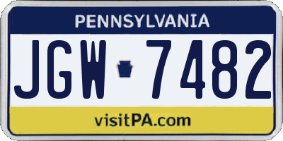 PA license plate JGW7482
