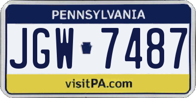 PA license plate JGW7487