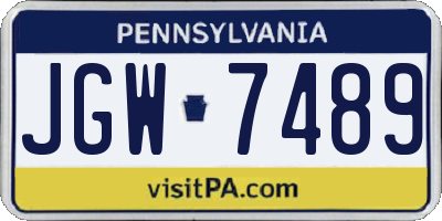 PA license plate JGW7489