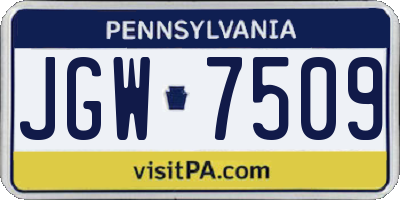 PA license plate JGW7509