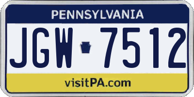 PA license plate JGW7512
