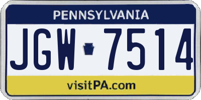 PA license plate JGW7514